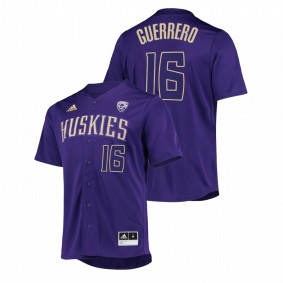 AJ Guerrero Washington Huskies #16 College Baseball Men Purple Jersey Button-Up